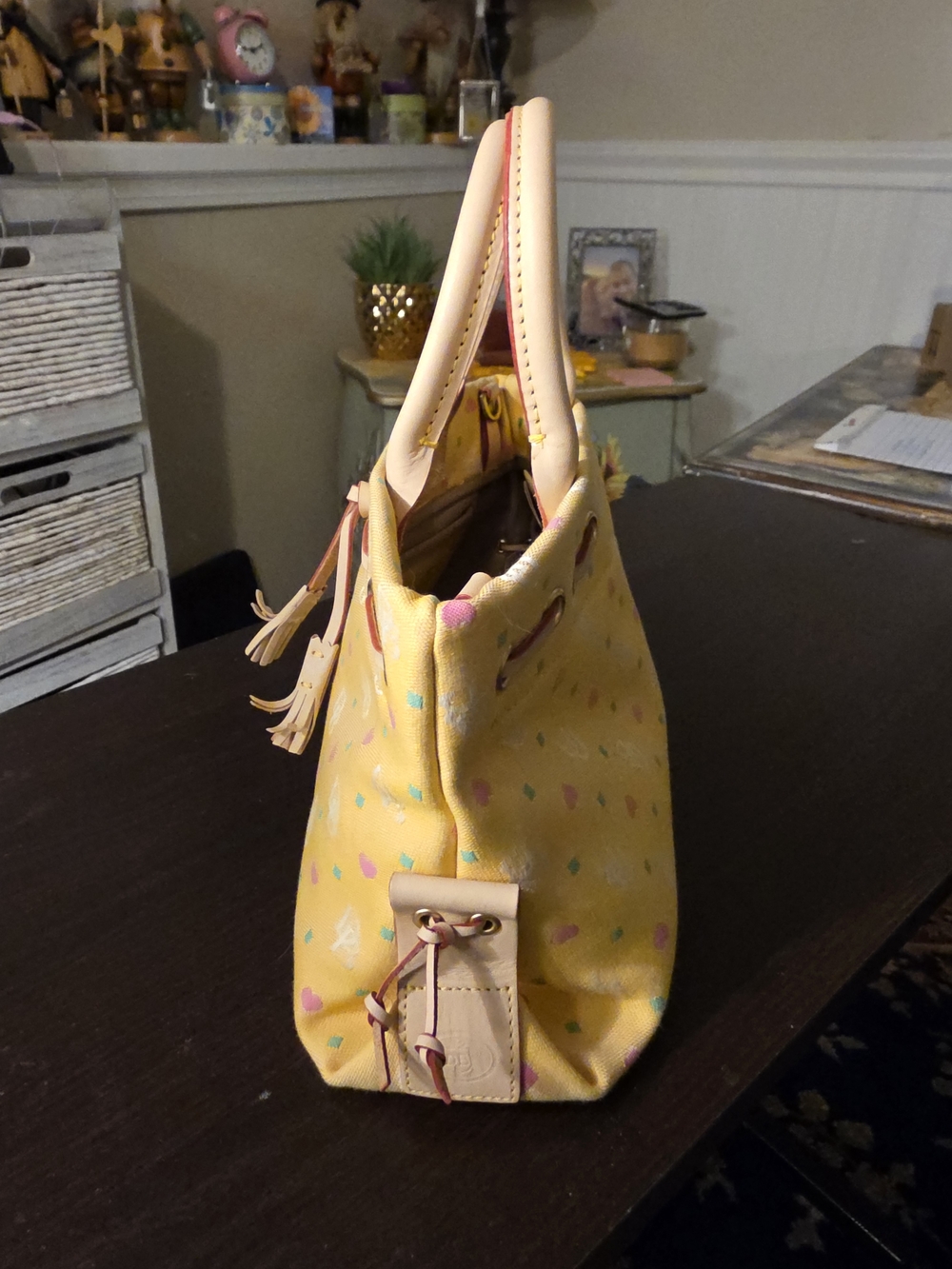 DOONEY & BOURKE - Yellow Heart-Print Vintage Tote - Picture 4 of 5